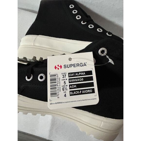 NIB Superga Unisex Black Canvas Lace Up High-Top Sneaker Boots-Men 5-Women 6.5 - Picture 7 of 9